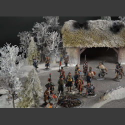 Winter landscape and river - diorama