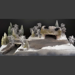 Winter landscape and river - diorama