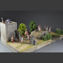 Medieval tower and bridge over river