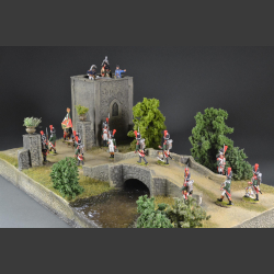 Medieval tower and bridge over river