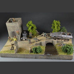 Medieval tower and bridge over river