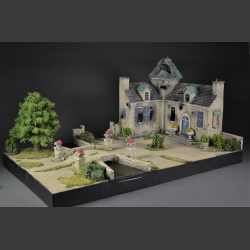 French castle with bridge and river - Diorama