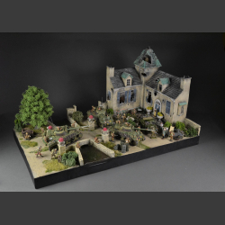 French castle with bridge and river - Diorama