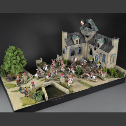 French castle with bridge and river - Diorama