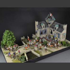 French castle with bridge and river - Diorama