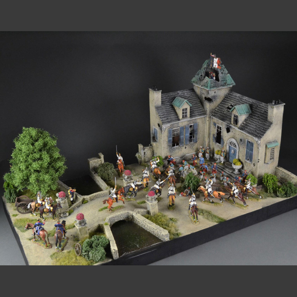 French castle with bridge and river - Diorama