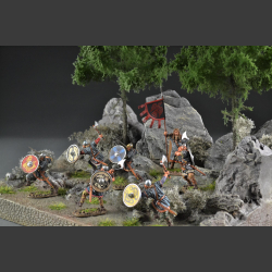 Nordic mountain and coniferous forest landscape - diorama