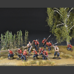 Landscape with cornfield and large birch tree - diorama