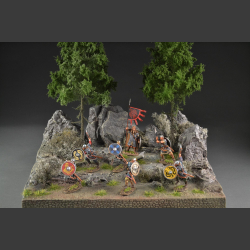 Nordic mountain and coniferous forest landscape - diorama
