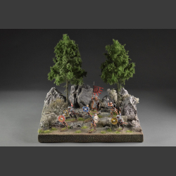 Nordic mountain and coniferous forest landscape - diorama