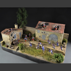 French farmhouse with barn - diorama