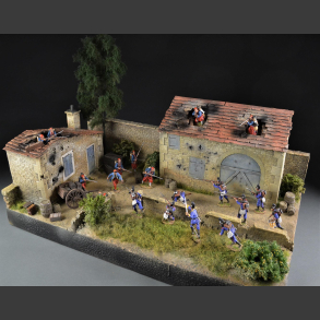 French farmhouse with barn - diorama