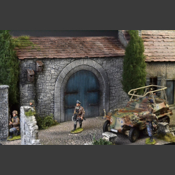 French farmhouse with barn - diorama