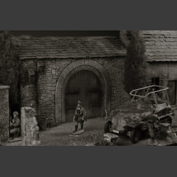 French farmhouse with barn - diorama
