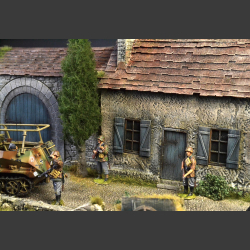 French farmhouse with barn - diorama