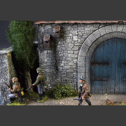 French farmhouse with barn - diorama