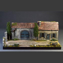 French farmhouse with barn - diorama