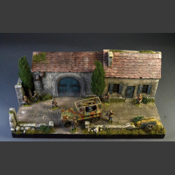 French farmhouse with barn - diorama