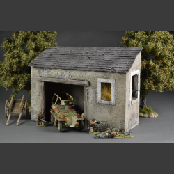 Barn with open gate and hay ceiling