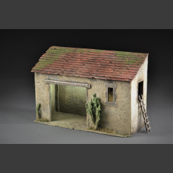Barn with open gate and hay ceiling
