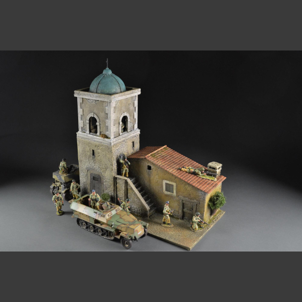 Italian castle tower with house