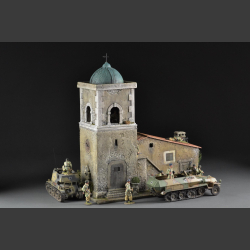 Italian castle tower with house