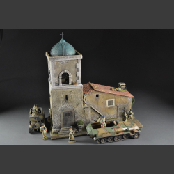 Italian castle tower with house