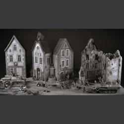 European city in ruins - Diorama
