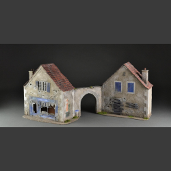 French "Tabac &amp; Vins" shop and back house with passage.
