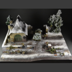 Forest villa in ruins - winter diorama