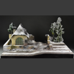 Forest villa in ruins - winter diorama