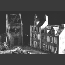 Carentan, bombed church and Cafe Di Normandy - Diorama
