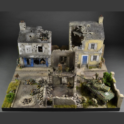 French city in ruins - diorama