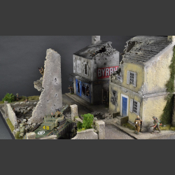 French city in ruins - diorama