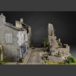 French city in ruins - diorama
