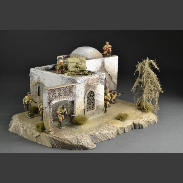 North African Mosque with passage on rocky ground