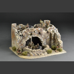North African ruin with sandbag cover