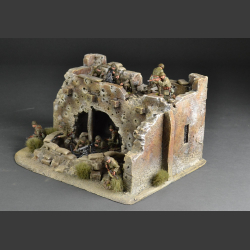 North African ruin with sandbag cover