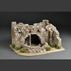North African ruin with sandbag cover