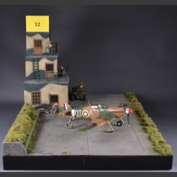 RAF Control tower with airfield - diorama