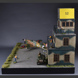 RAF Control tower with airfield - diorama