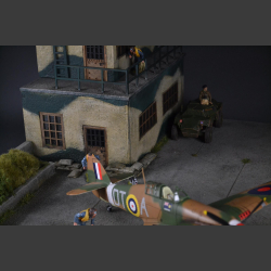 RAF Control tower with airfield - diorama