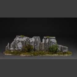 Normandy - stone wall with green bushes and grass