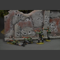 Bombed and shot brick wall