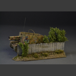 Wooden fence with bushes (only 1 in stock)