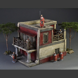 Roman two-story mansion with two balconies,