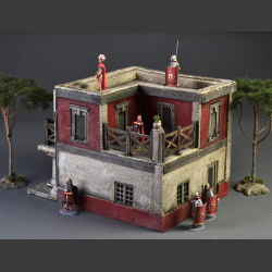 Roman two-story mansion with two balconies,