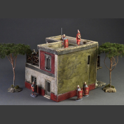Roman two-story mansion with two balconies,