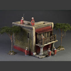 Roman two-story mansion with two balconies,